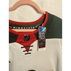 NWT NHL Wild Adidas White Authentic Jersey 25th Anniversary Gold Logo Unisex 44